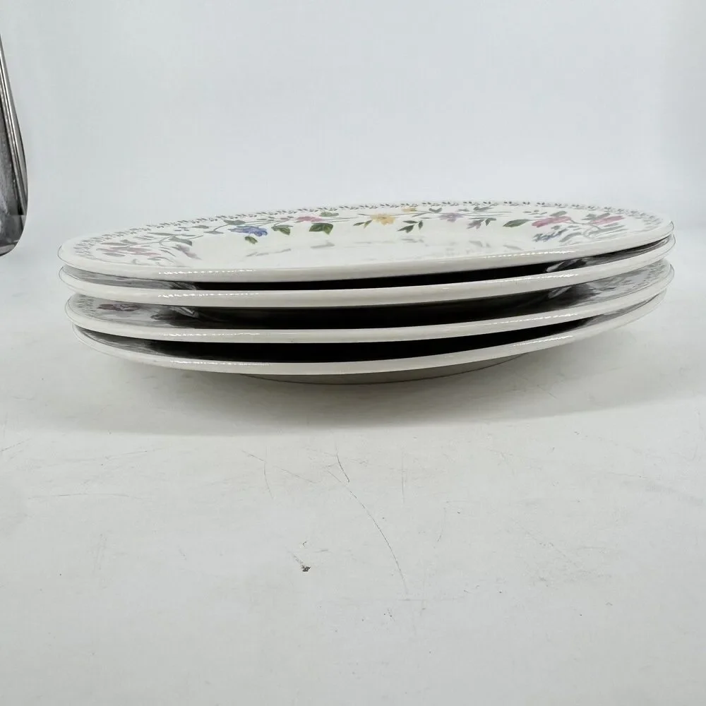 Vintage 1993 Farberware English Garden #225 Set of 4 Dinner Plates 10 1/2”